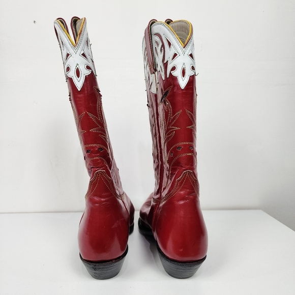 Don Quijote Red Western Cowboy Boots, Womens 10 Wide - Picture 3 of 6